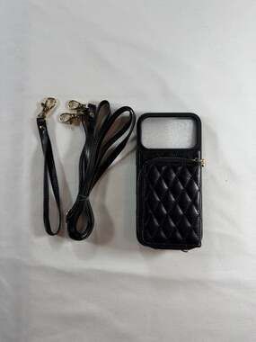 Keallce iPhone 17 Pro Max Wallet Case Black Crossbody Strap Card Holder New